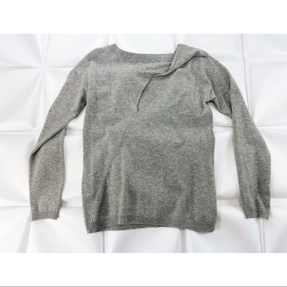 ALC Womens Sz S Heather Gray Wool Cashmere Cut Out Twisted Back Pullover Sweater